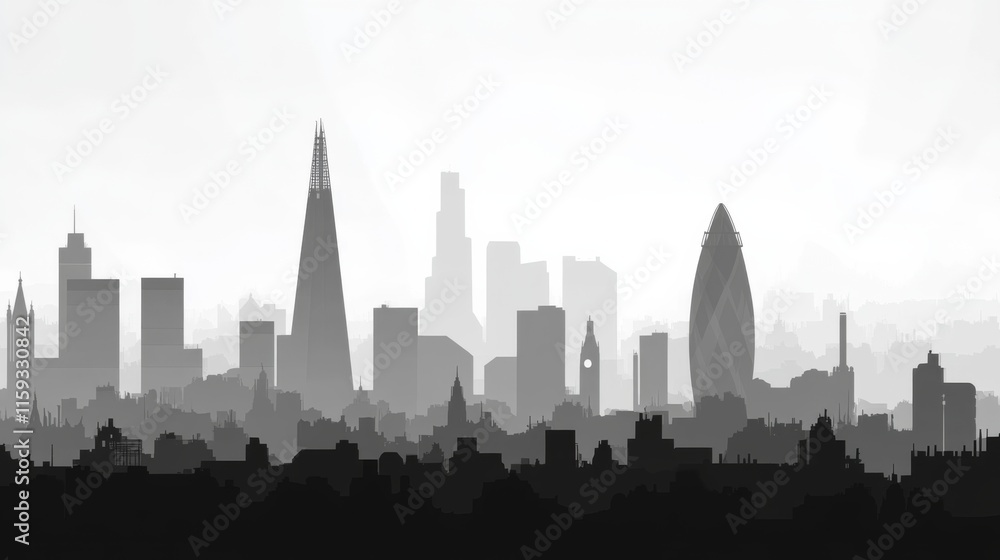 Fototapeta premium High Contrast City Skyline in Soft Light