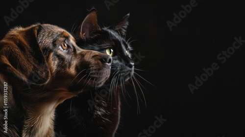 Dog and cat side profile.