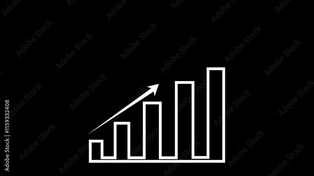 Business growth graph chart animation. arrow line and technology animation. Success concept-business line arrow isolated on Black colour background. Business growth graph chart animation. arrow line and technology animation. Success concept-business line arrow isolated on Black colour background.