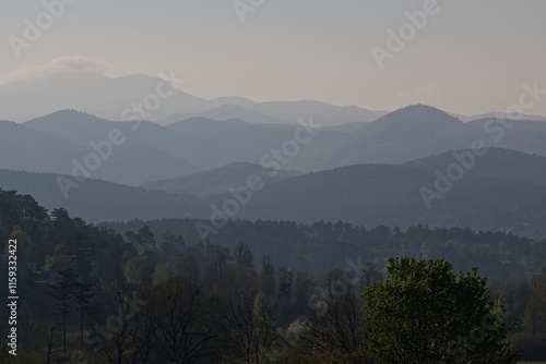 Photography misty morning in the mountains