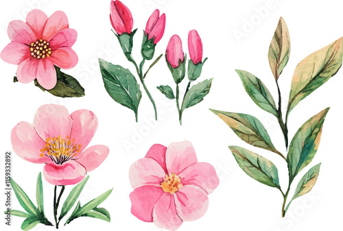 Wallpaper Mural set of pink flowers Torontodigital.ca