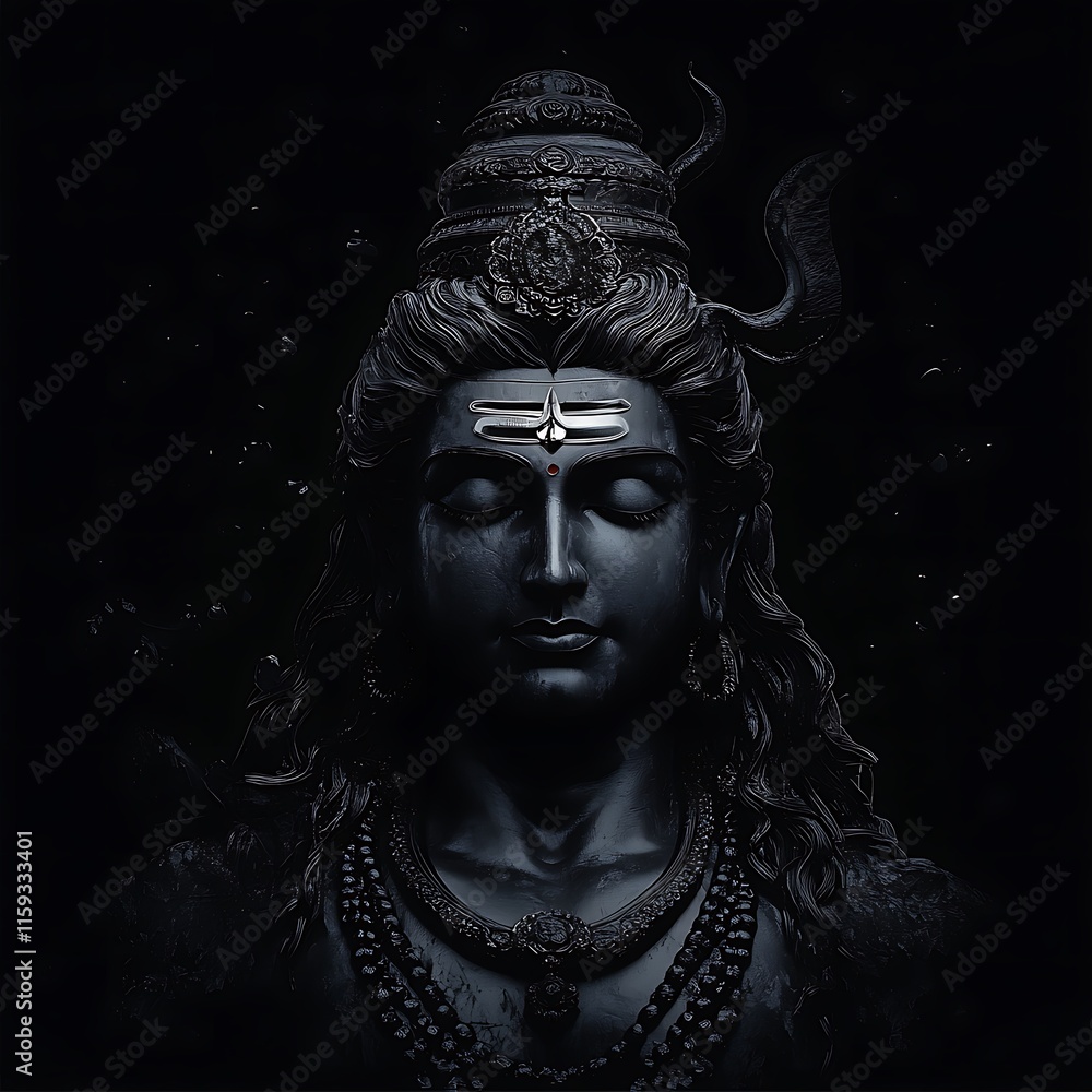 Shiva statue against a black background, Lord Shiva wallpaper, maha shivratri concept Shiva statue against a black background, Lord Shiva wallpaper, maha shivratri concept