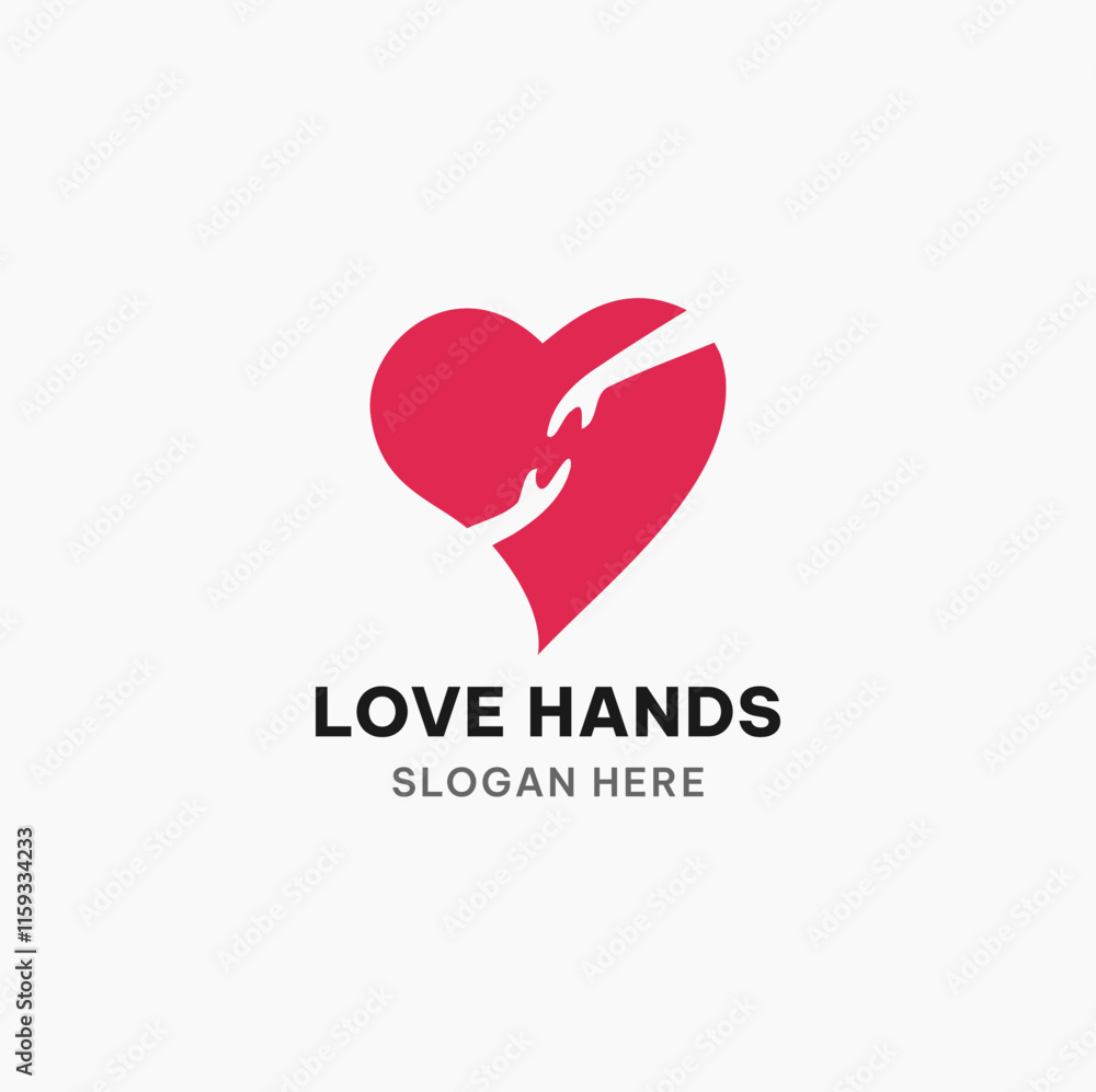 Love and hands logo template in simple style. Charity vector illustration. Love and hands logo template in simple style. Charity vector illustration.