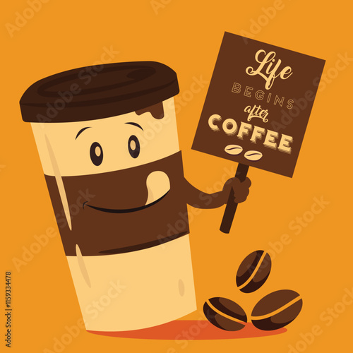 Coffee advertisement stylized glass beans icons decor