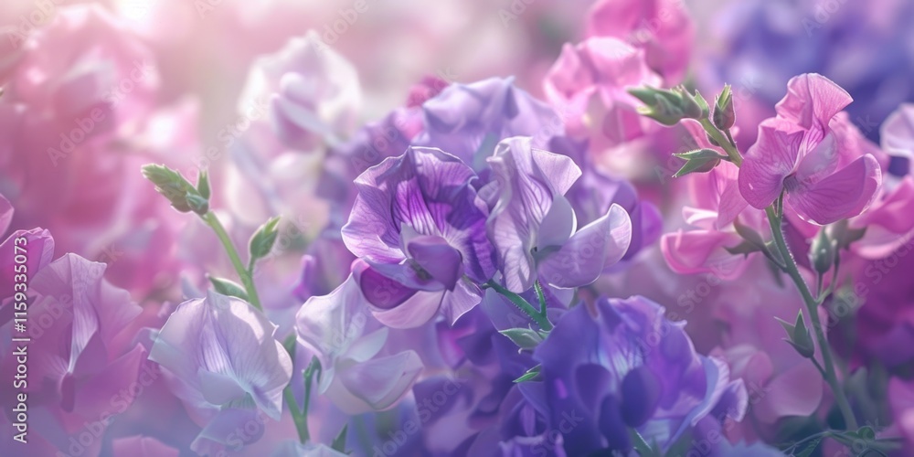 Fototapeta premium Pink and purple flowers in a garden