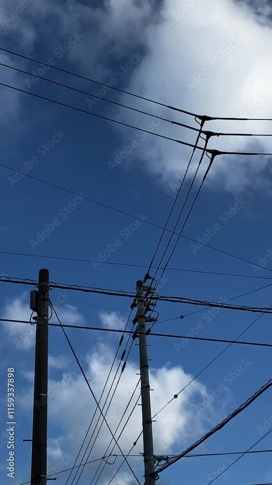 custom made wallpaper toronto digital電信柱と電線　青空に雲が流れる 縦動画