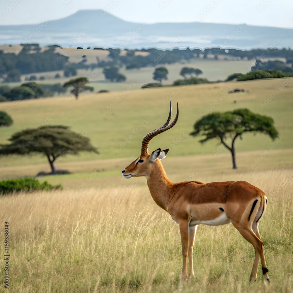 beautiful shot of a male impala in the fields beautiful shot of a male impala in the fields