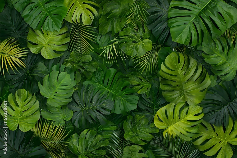 Lush Tropical Foliage Composition Background for Advertising Banners and Commercial Photos Lush Tropical Foliage Composition Background for Advertising Banners and Commercial Photos