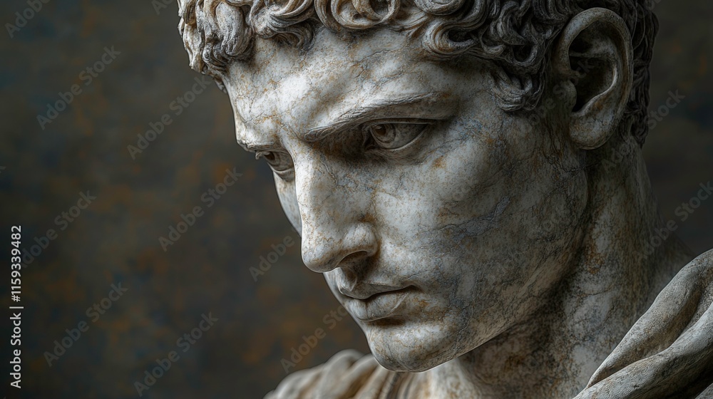 Lifelike Rendering of a Roman Emperor’s Marble Bust Highlighting Stone Texture, Fine Veins, and Imperfections with Dramatic Lighting and Shadows Lifelike Rendering of a Roman Emperor’s Marble Bust Highlighting Stone Texture, Fine Veins, and Imperfections with Dramatic Lighting and Shadows