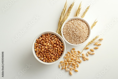 Three bowls containing different types of seeds and grains, ready to be used in cooking or baking.