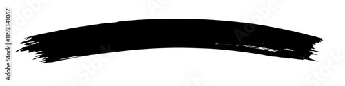 Black watercolor brush curve stroke isolated