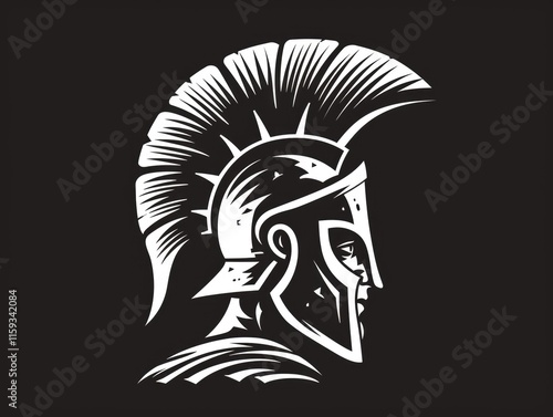 Stylized illustration of a Spartan warrior helmet. Iconic symbol from ancient Greek history. photo