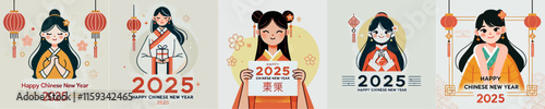 Vector image of girl celebrating Chinese New Year