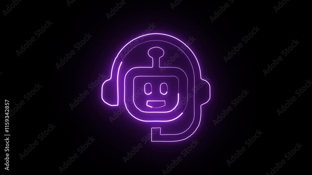glowing neon chatbot icon isolated on black background. HD video motion graphic animation glowing neon chatbot icon isolated on black background. HD video motion graphic animation