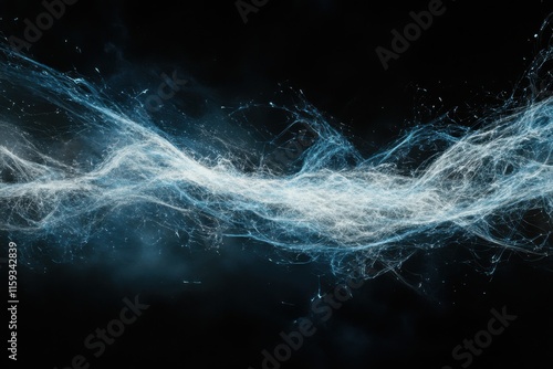 Electrical discharges with sparks and arcs, high-contrast style, blue and white on black, dynamic energy texture for sci-fi digital art photo