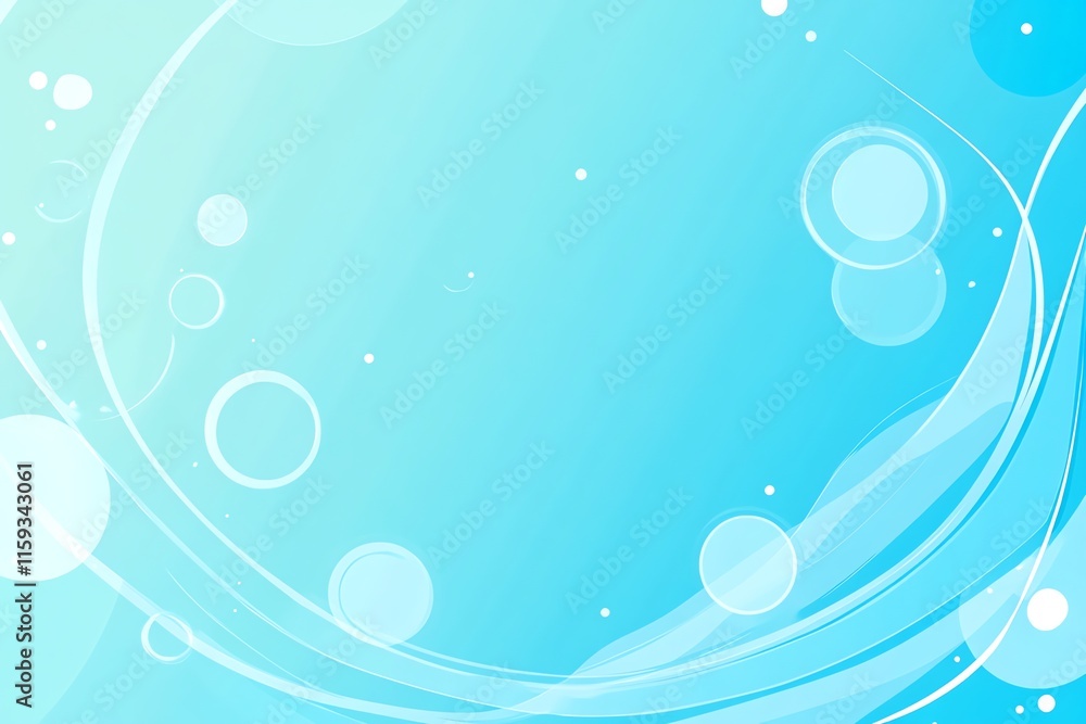 Abstract Light Blue Background, Wavy Design, Bubbles and Sparkles Abstract Light Blue Background, Wavy Design, Bubbles and Sparkles