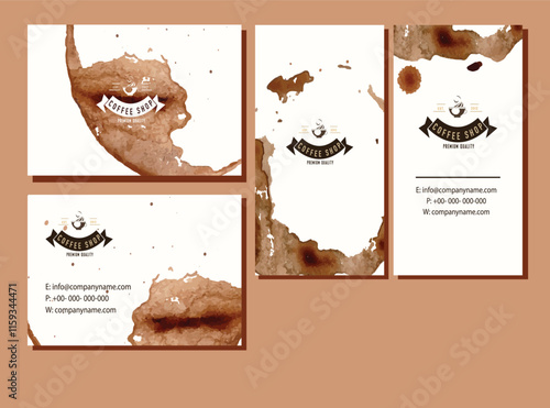 Coffee business card templates brown grunge color decor