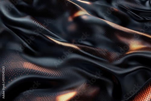 Metamaterial surface texture with nano-patterns and copper titanium streaks, dark moody style, black and metallic colors, materials science digital art background photo