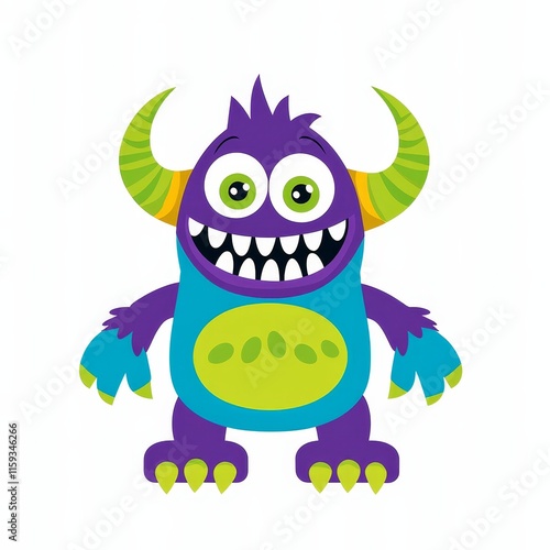 A small, green-skinned creature with horns and jutting teeth, referred to as the oni green monster. photo