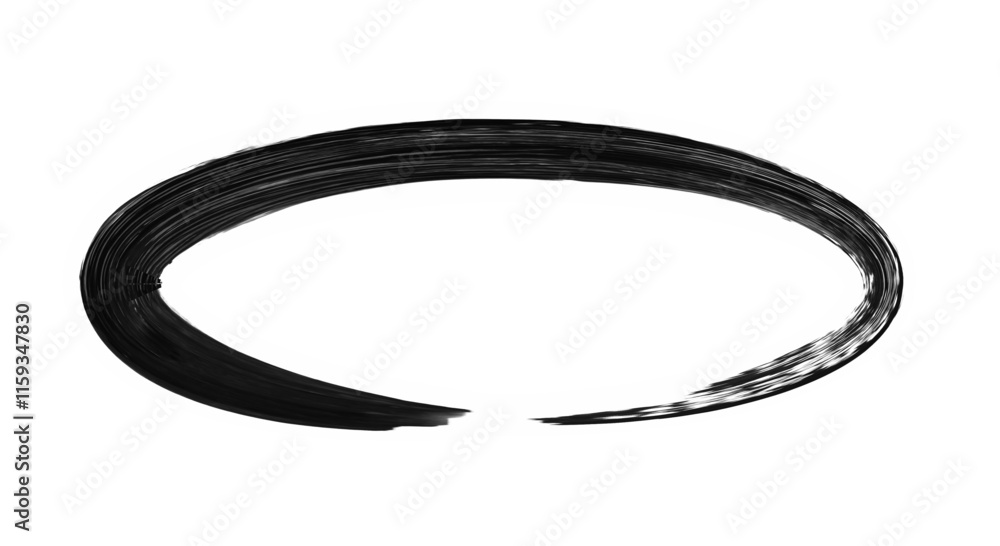 Black watercolor brush Circle stroke isolated Black watercolor brush Circle stroke isolated