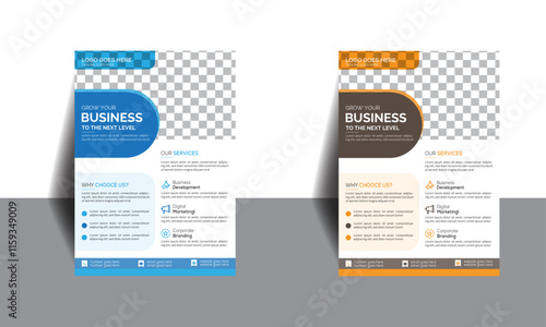 A bundle of 2 templates of a4 flyer, Flyer template layout design. business flyer, brochure, magazine or flier mockup in bright colors. perfect for creative professional business.