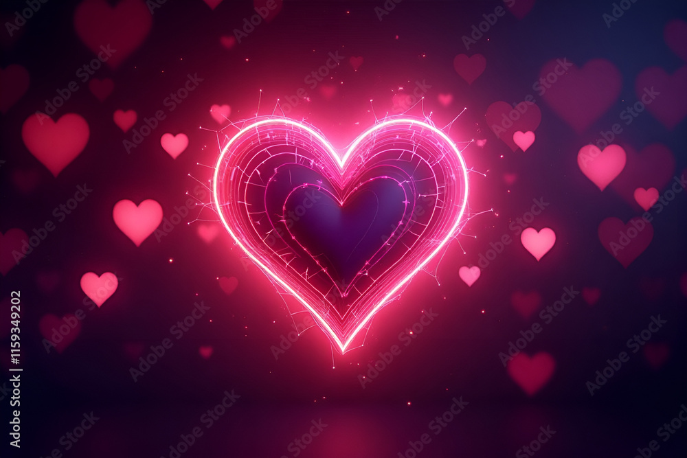 Add glowing or neon heart effects using graphic design tools to create modern and trendy stock photos