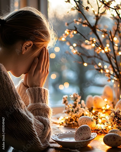 Universal portrayal of human loneliness and introspection, individuals of all ages gazing through windows, reflecting on emotions, isolation, and solitude, suitable for all seasons and themes photo