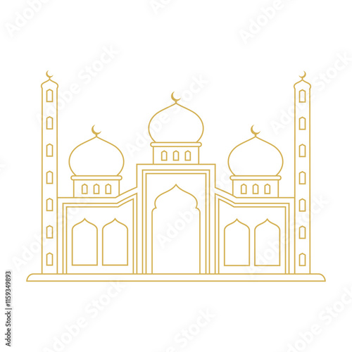 golden mosque architecture islamic design vector illustration
