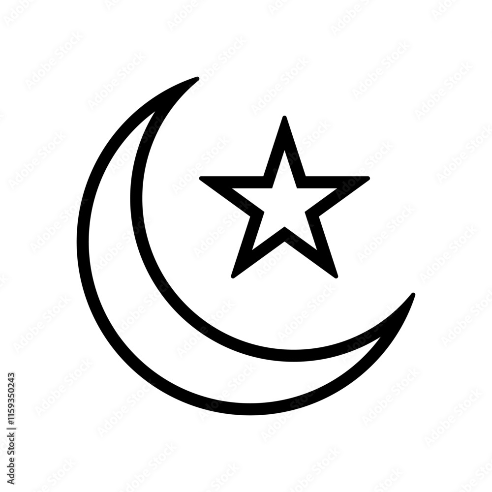 line icon star crescent moon design vector illustration line icon star crescent moon design vector illustration