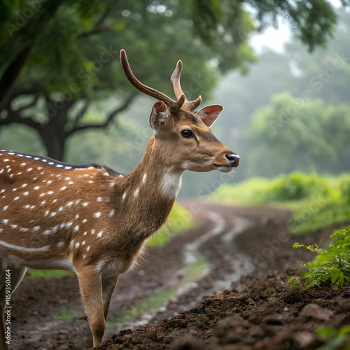 closeup of chital in mudumalai national park in photo