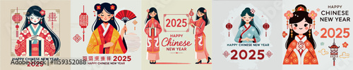 Vector image of girl celebrating Chinese New Year