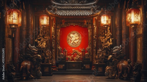 Wallpaper Mural Ornate Chinese Palace Interior With Golden Dragons And Lanterns Torontodigital.ca