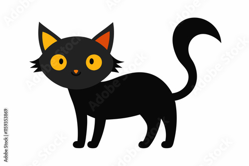 Halloween Cat on White Background Spooky Pet Graphic