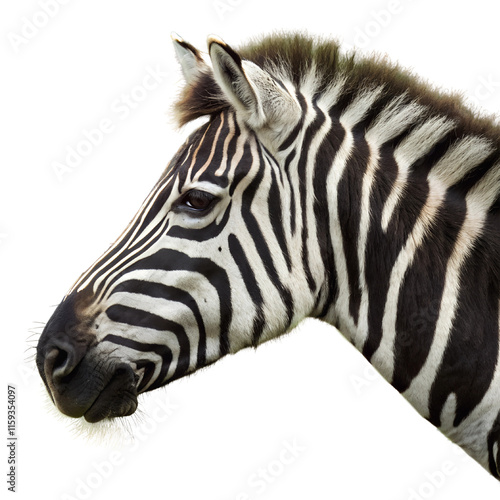 Close-Up Portrait of a Zebra Isolate On Transparent Background Cutout, PNG file, Cutout file photo