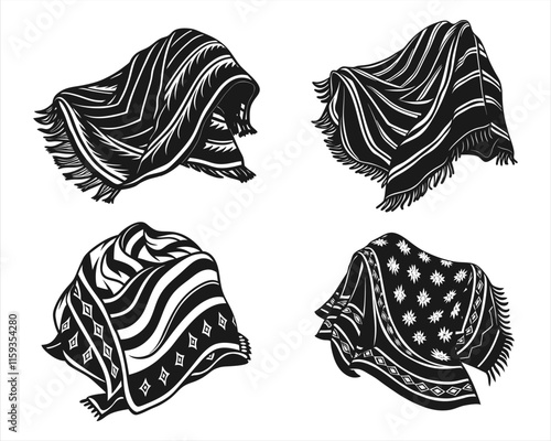 Blanket vector sat silhouette illustration isolated on white background.