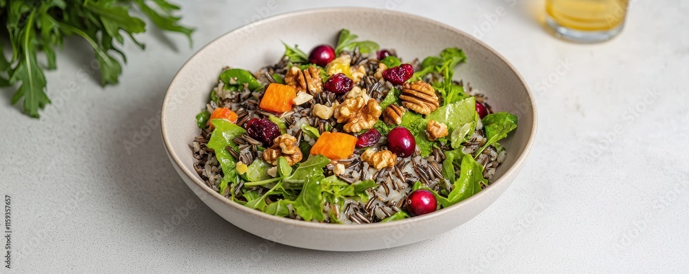 Healthy anti-inflammatory wild rice salad with cranberries and walnuts fresh ingredients bowl Healthy anti-inflammatory wild rice salad with cranberries and walnuts fresh ingredients bowl