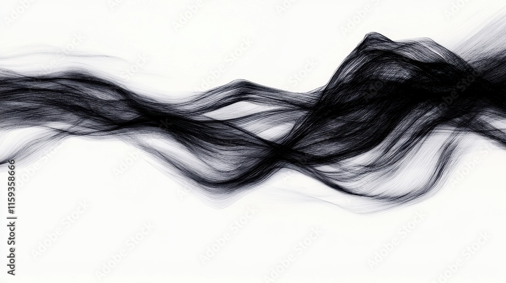 Elegant Flowing Black Lines on White Background Creating Abstract Artistic Design and Texture Elegant Flowing Black Lines on White Background Creating Abstract Artistic Design and Texture