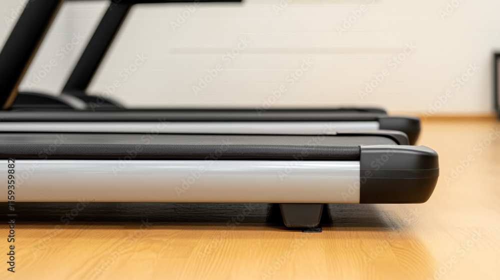 Treadmill close up in modern fitness clinic with sleek design Treadmill close up in modern fitness clinic with sleek design