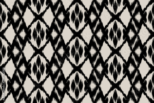Ikat geometric folklore ornament. Tribal ethnic texture.Seamless striped pattern in Aztec style. Motifs Ikat embroidery abstract design for texture, fabric, clothing, wrapping, decoration