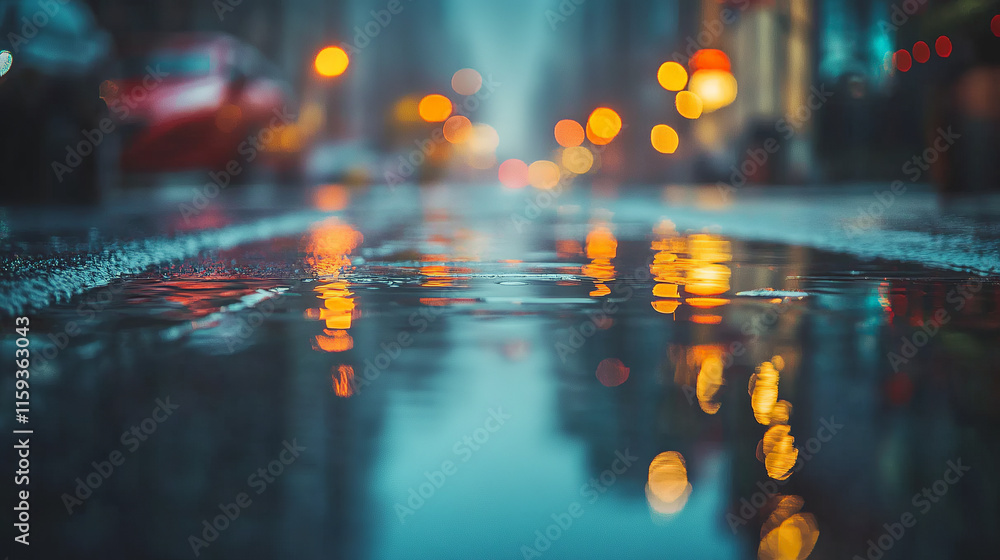 A quiet alleyway with wet cobblestones shows reflections of nearby lights. Water puddles create a serene atmosphere after a light rainfall, inviting exploration. Generative AI A quiet alleyway with wet cobblestones shows reflections of nearby lights. Water puddles create a serene atmosphere after a light rainfall, inviting exploration. Generative AI