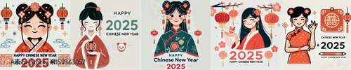 Vector image of girl celebrating Chinese New Year