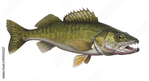 Walleye, Fish, Swimming Water Animal, Swim Nature Wildlife Image, Isolated Transparent PNG