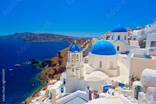 Fototapeta Naklejka Na Ścianę i Meble -  Panoramic view of Santorini island, Cyclades, Greece