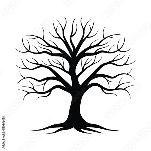Leafless Tree Silhouette Vector Design, Dead Tree