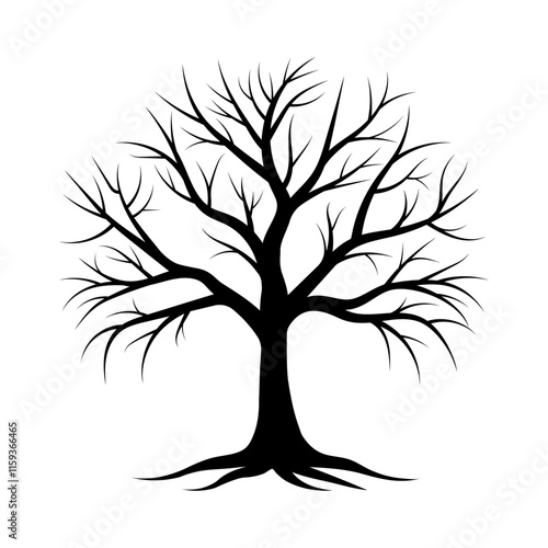 Leafless Tree Silhouette Vector Design, Dead Tree