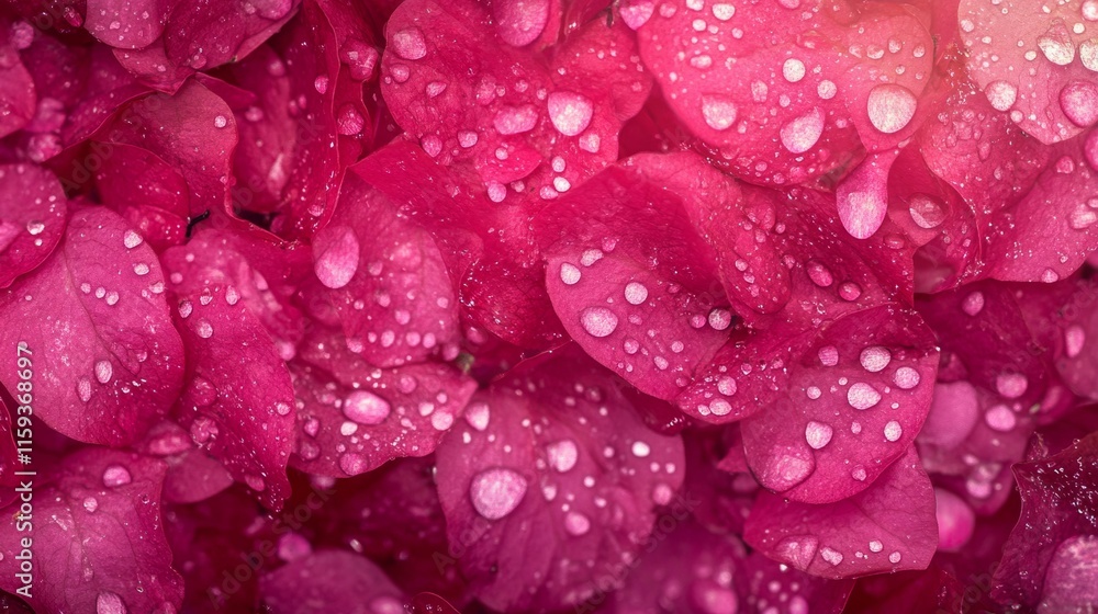 Bright pink bougainvillea flowers shining with small water drops, vivid tropical background generative ai Bright pink bougainvillea flowers shining with small water drops, vivid tropical background generative ai