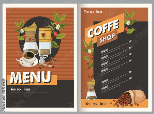 Coffee menu template elegant classical decor