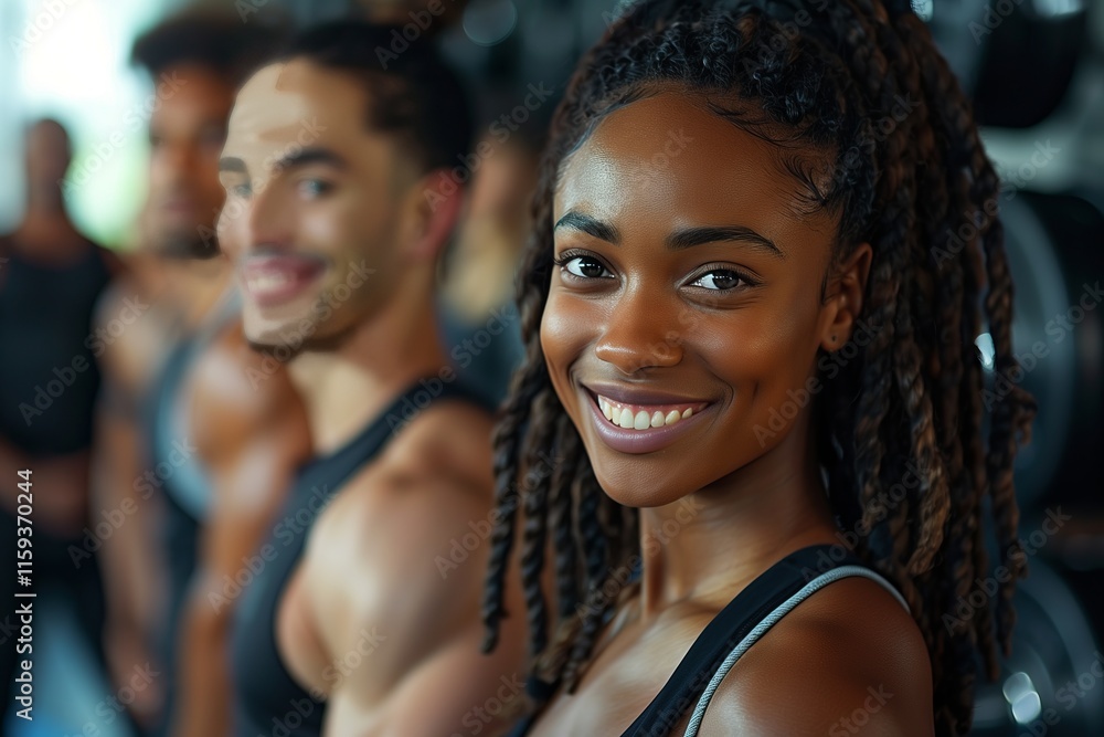 A group of happy individuals smiling during a fitness class, showcasing joy and community in a lively atmosphere. A group of happy individuals smiling during a fitness class, showcasing joy and community in a lively atmosphere.