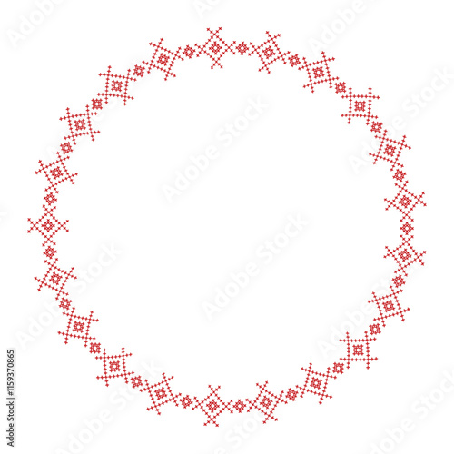 Round frame cross-stitch motifs folk embroidery