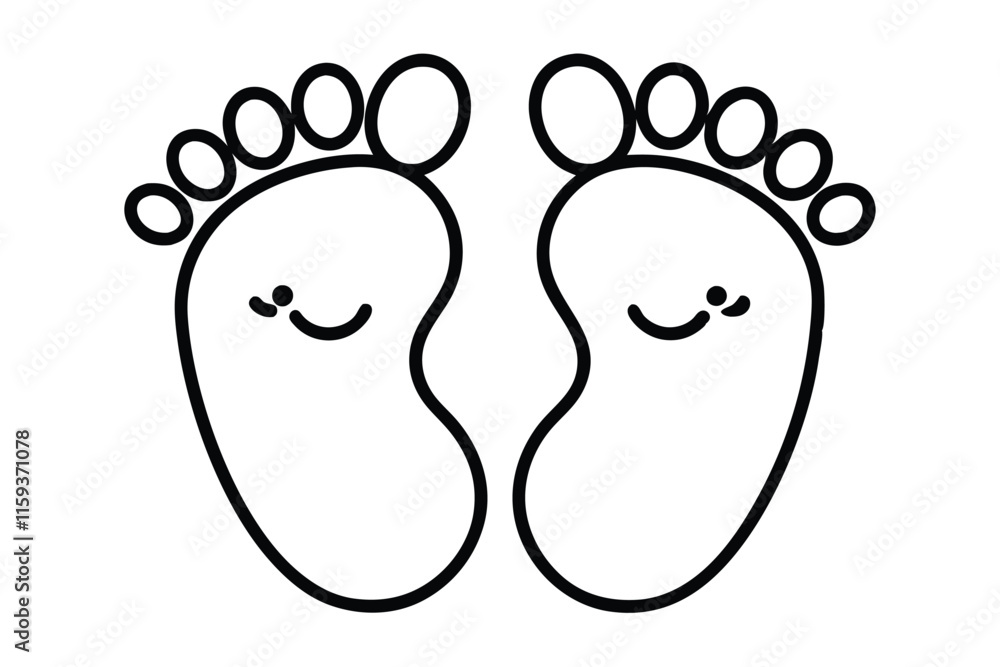 Baby feet line art style line art vector illustration Baby feet line art style line art vector illustration